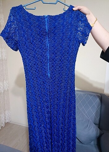 xl Beden Mavi Uzun elbise 