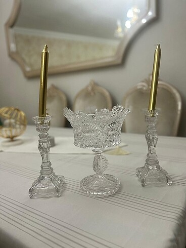 madame coco kristal şamdanlık set