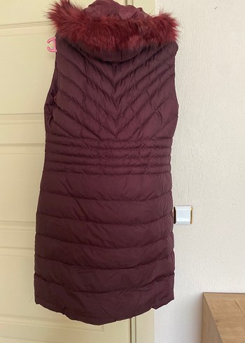 Kapüşonlu Uzun şişme Kadın Yelek - Görsel 2