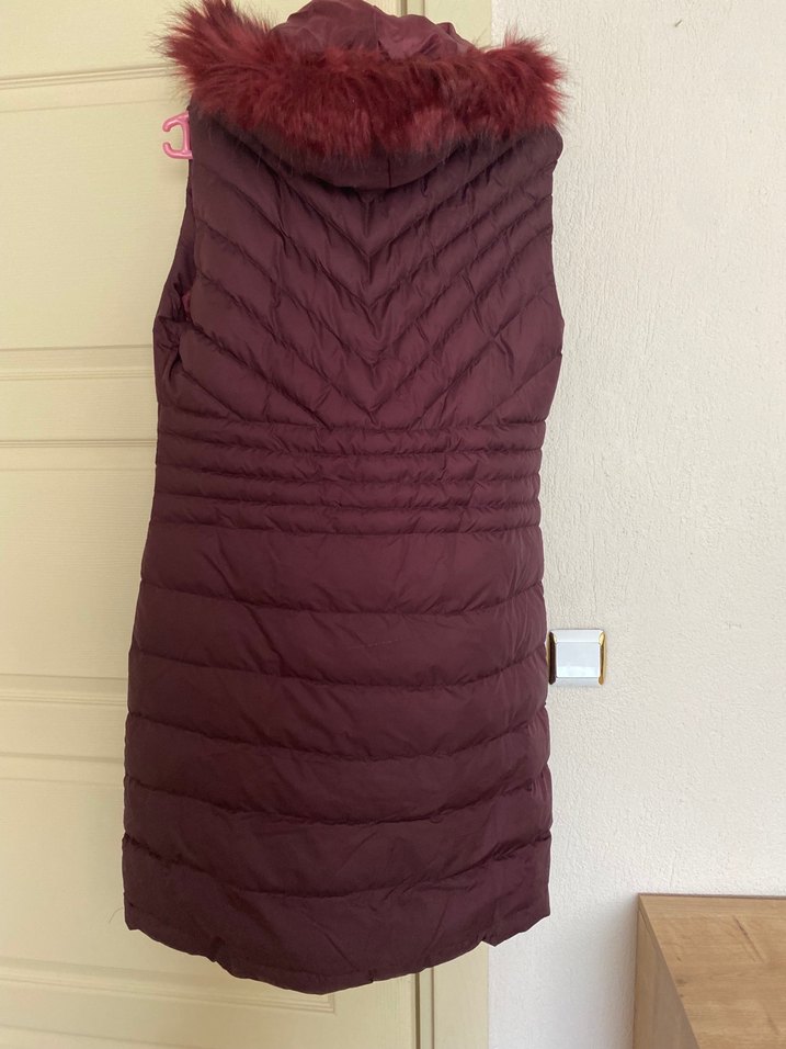 Kapüşonlu Uzun şişme Kadın Yelek - Görsel 2