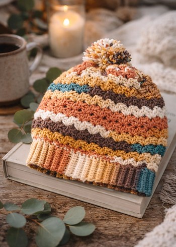 Çok Renkli Bohem Örgü Bere - Görsel 2