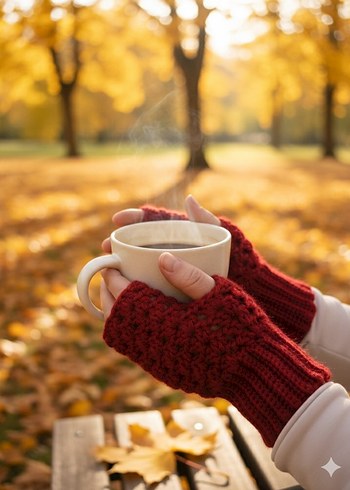 Kırmızı Örgü Kadın Bere ve eldiven - Görsel 2