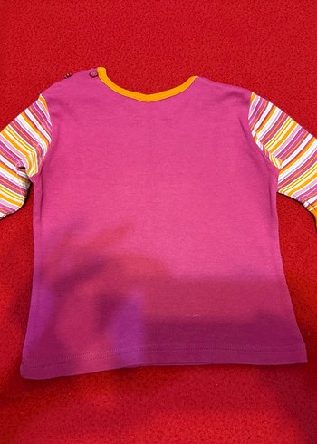 Uzun Kollu Baskılı Pembe Kız Tişörtü - Görsel 3