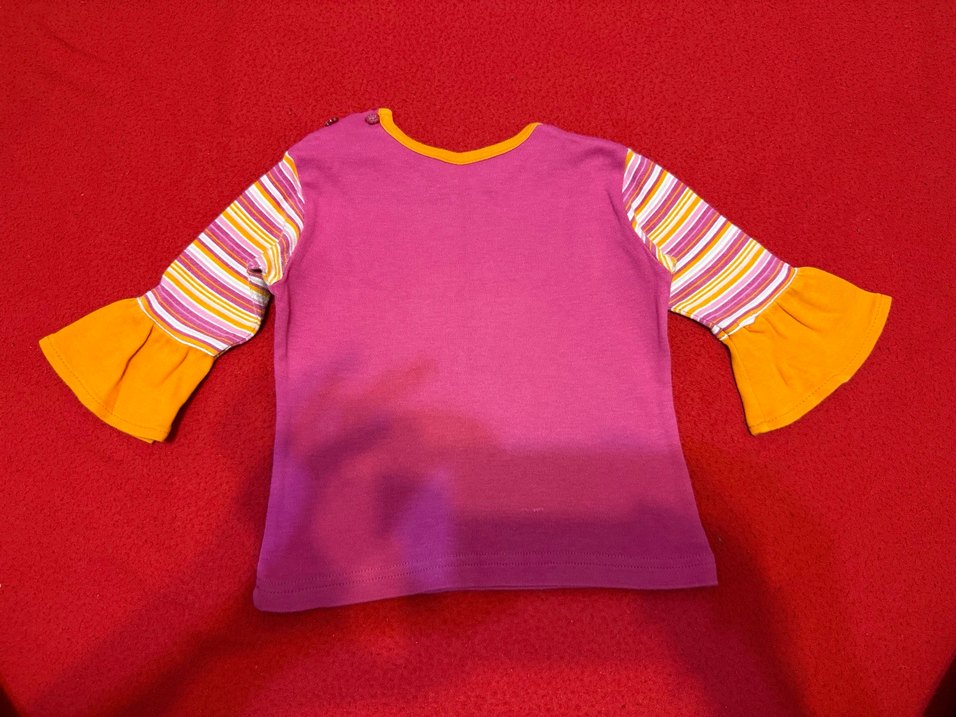 Uzun Kollu Baskılı Pembe Kız Tişörtü - Görsel 3