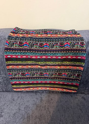 Renkli Desenli Mini Etek - Görsel 3