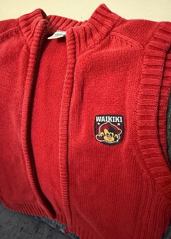 Kırmızı Örgü Erkek Çocuk Yelek - Görsel 3