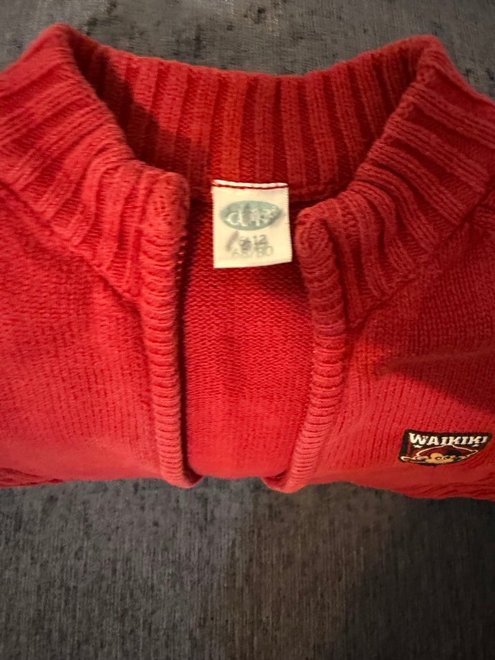 Kırmızı Örgü Erkek Çocuk Yelek - Görsel 2