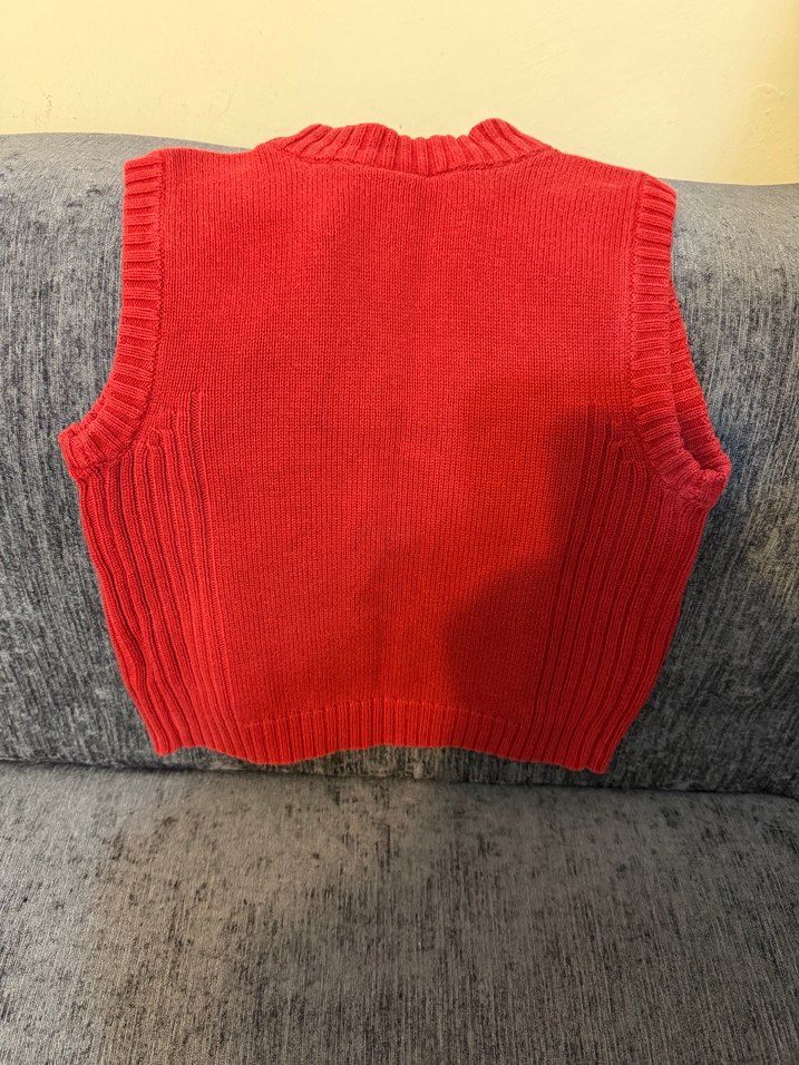 Kırmızı Örgü Erkek Çocuk Yelek - Görsel 5