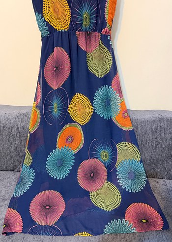 Kadın Renkli Uzun Bohem Elbise - Görsel 9