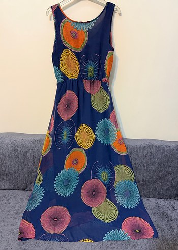 Kadın Renkli Uzun Bohem Elbise - Görsel 8