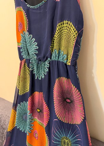 Kadın Renkli Uzun Bohem Elbise - Görsel 4