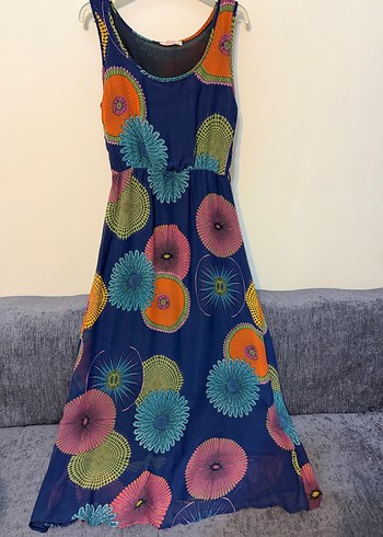 Kadın Renkli Uzun Bohem Elbise - Görsel 2