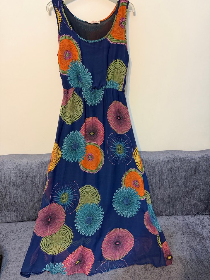 Kadın Renkli Uzun Bohem Elbise - Görsel 2