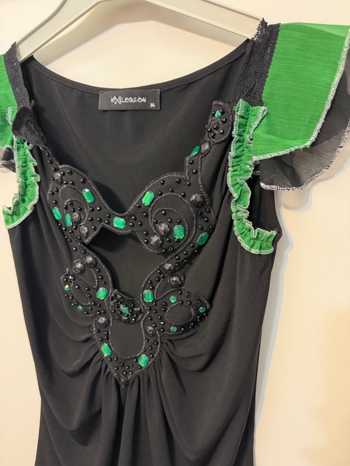 Yeşil Nakışlı kadın  Bluz - Görsel 2