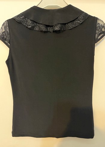 Siyah V Yaka Fırfırlı Gotik Bluz - Görsel 6