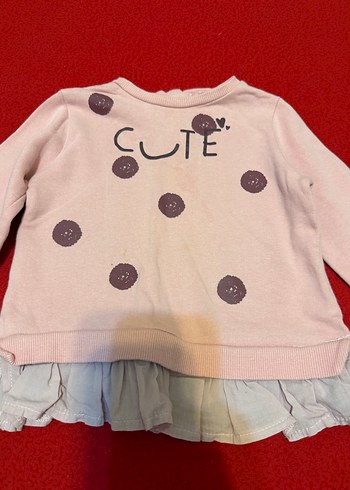 Kız Çocuk Pembe Fırfırlı Sweatshirt - Görsel 2