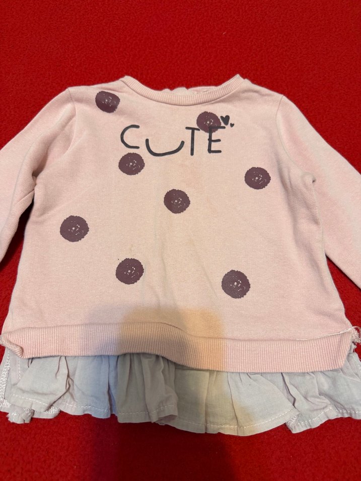 Kız Çocuk Pembe Fırfırlı Sweatshirt - Görsel 2