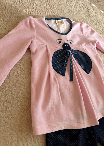 Pembe Uzun Kollu Bebek Kız pijama Takımı - Görsel 3