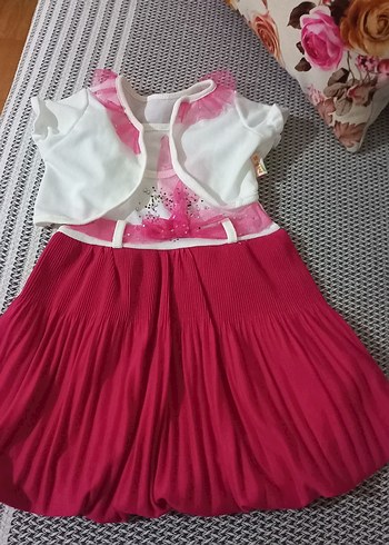 Pembe Pliseli Kız Elbisesi