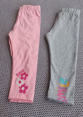 Kız Çocuk Gri ve Pembe Baskılı Tayt