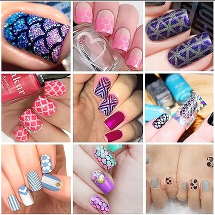 Nail art stencil kartları stiker
