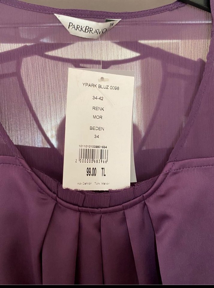 Mor V Yakalı Midi Kadın Bluz - Görsel 3