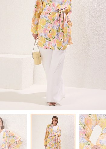 xl Beden sarı Renk Sarı Uzun Bohem Kimono