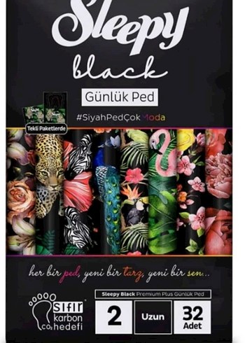 Sleepy Black Uzun Günlük Ped 32'li