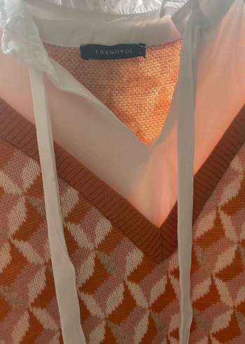 Örgü V Yaka Kahverengi Midi Elbise - Görsel 2