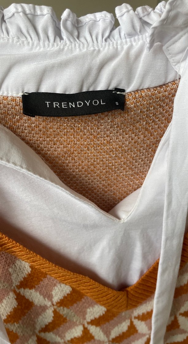 Örgü V Yaka Kahverengi Midi Elbise - Görsel 4