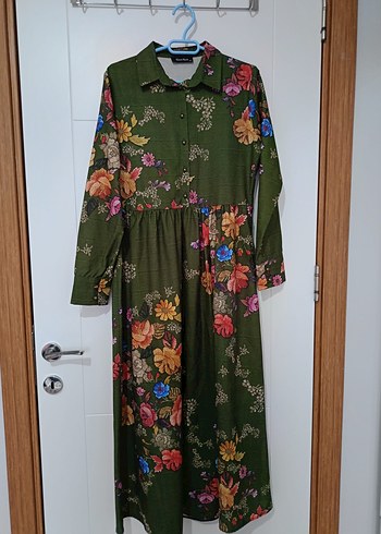 Kahverengi Çiçekli Uzun Bohem Elbise - Görsel 5