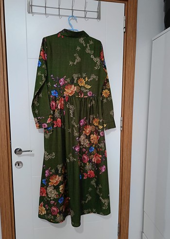 Kahverengi Çiçekli Uzun Bohem Elbise - Görsel 3