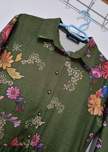 Kahverengi Çiçekli Uzun Bohem Elbise - Görsel 4