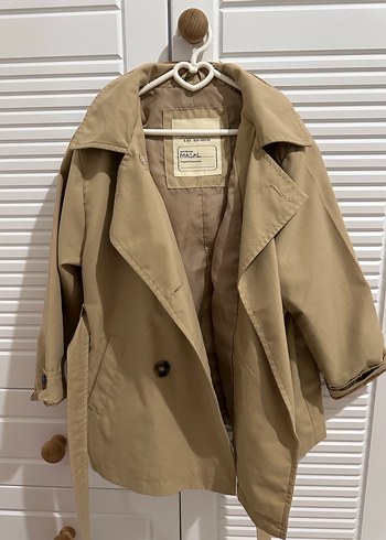 Bej Düğmeli çocuk Trençkot Midi Boy - Görsel 2