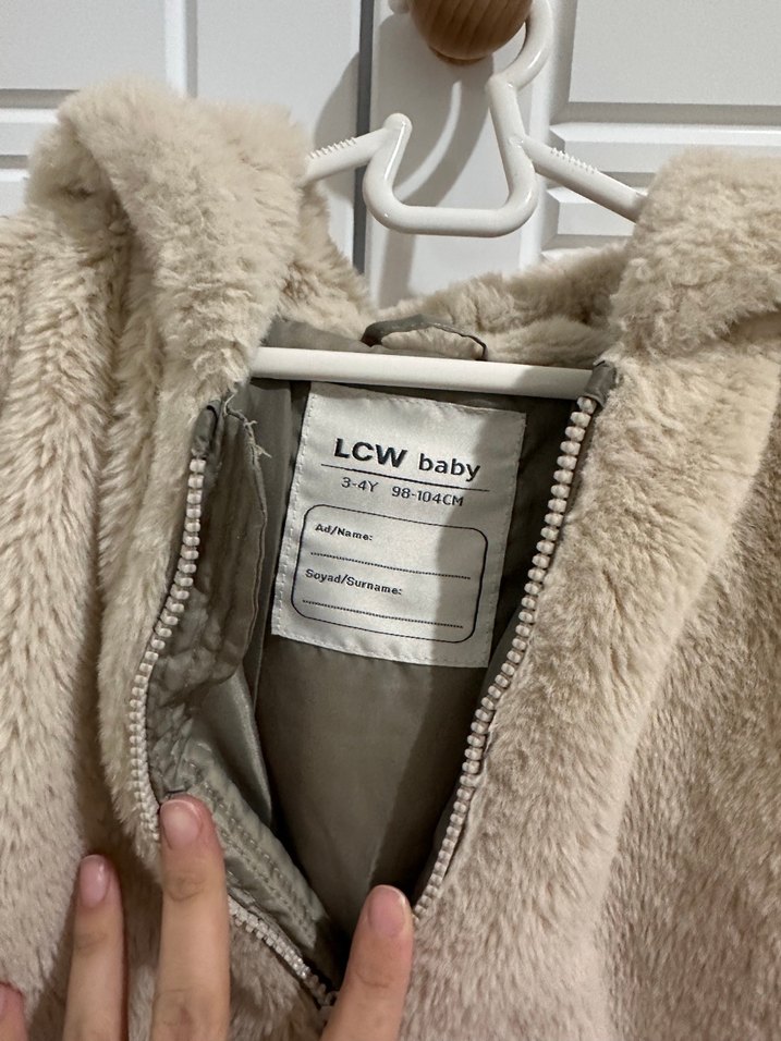 Kız Çocuk Bej Peluş Mont - Görsel 2