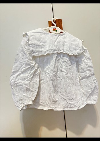 Kız Çocuk Beyaz Keten Uzun Kollu Gömlek - Görsel 2