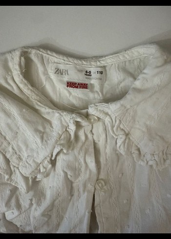 Kız Çocuk Beyaz Keten Uzun Kollu Gömlek - Görsel 3