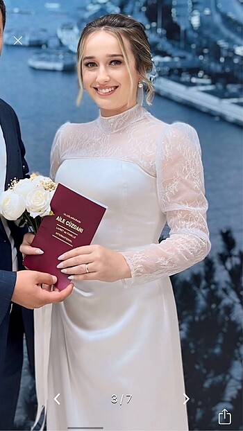 Nikah elbisesi abiye beyaz elbise dantelli