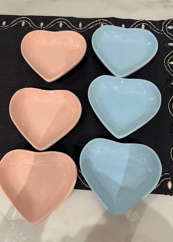 Pastel Renkli Kalp Şekilli Tabak Seti - Görsel 4