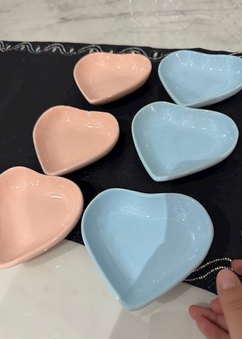 Pastel Renkli Kalp Şekilli Tabak Seti - Görsel 5