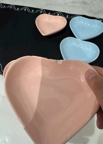 Pastel Renkli Kalp Şekilli Tabak Seti - Görsel 2