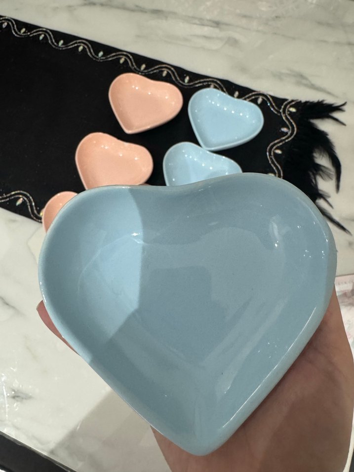 Pastel Renkli Kalp Şekilli Tabak Seti - Görsel 3