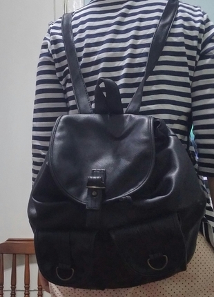 universal Beden siyah Renk Siyah deri sırt çantası 