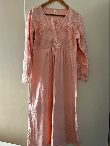 Pembe çok şık hamile tam boy gecelik pijama