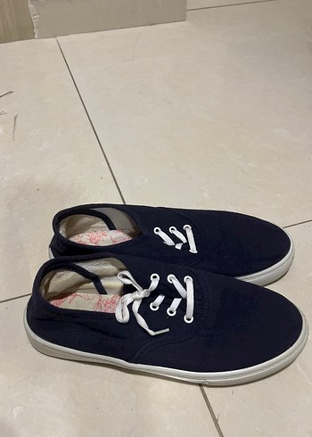 Lacivert Bağcıklı Kadın Sneakers - Görsel 2