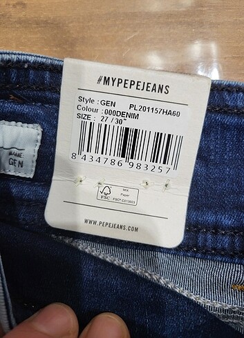 27 Beden PEPE JEANS 27/30 KOT PANTALON