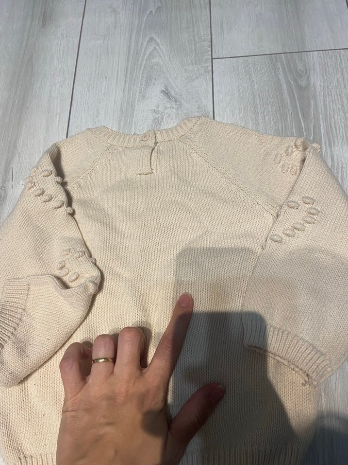 Kız Çocuk Bej Nakışlı Triko Kazak - Görsel 5