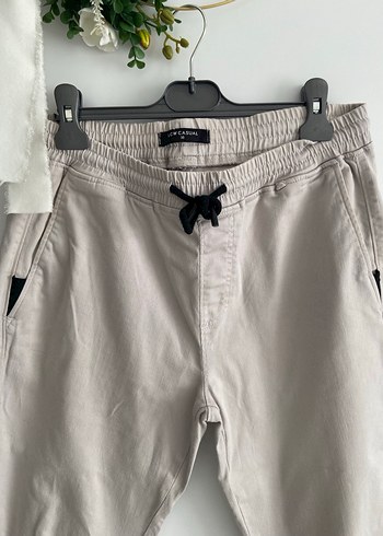 Bej Keten Rahat Kesim Erkek Pantolon - Görsel 3