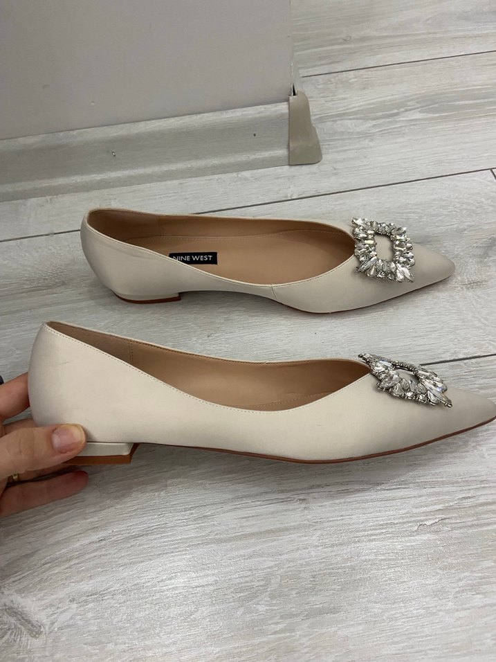 Beyaz Taşlı Tokalı Kadın Topuklu Babet - Görsel 2