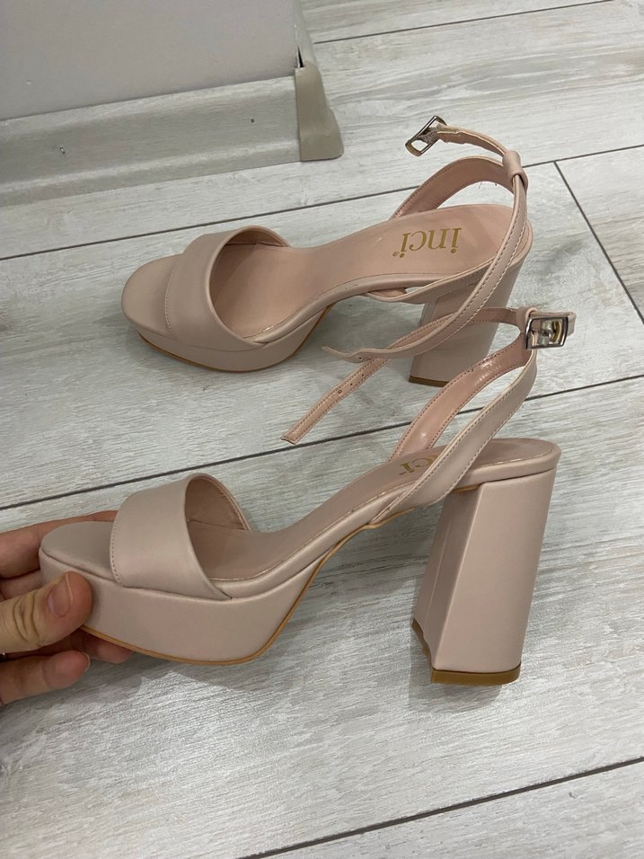 Bej Kadın Platform Topuklu Sandalet - Görsel 3